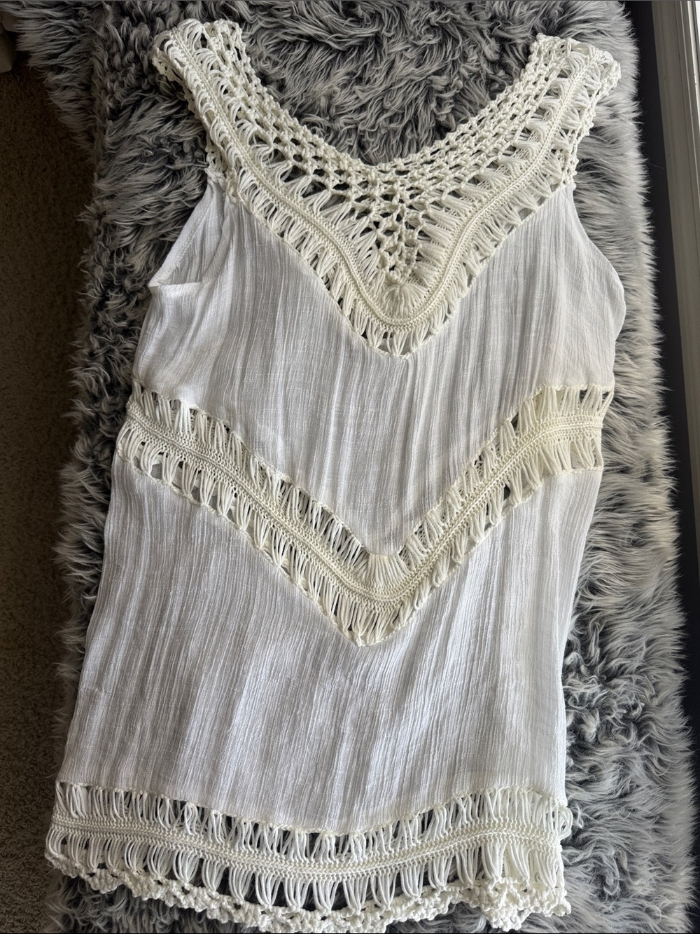 Cupshe White Crochet-swim cover up